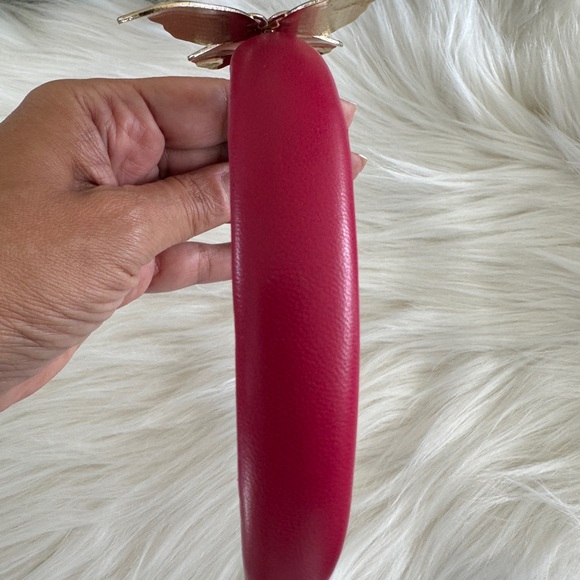 Valentino Headband - Red Leather with Gold Butterfly Accent main image 9